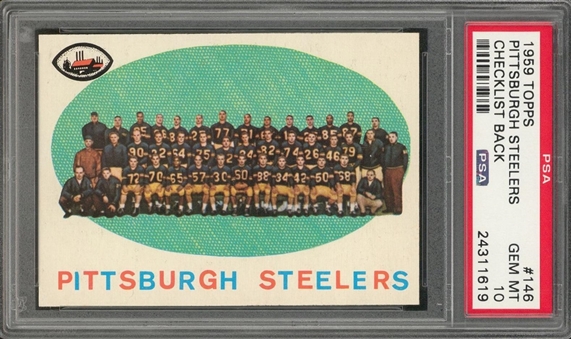 1959 Topps Football #146 Pittsburgh Steelers Team – PSA GEM MT 10
